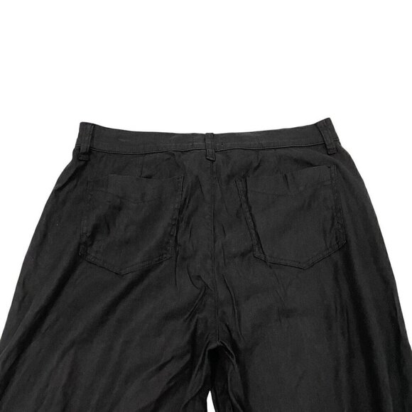 Evereve Linen Blend Wide-Leg High Rise Trouser Pants Classic Black size 32 - Picture 7 of 9